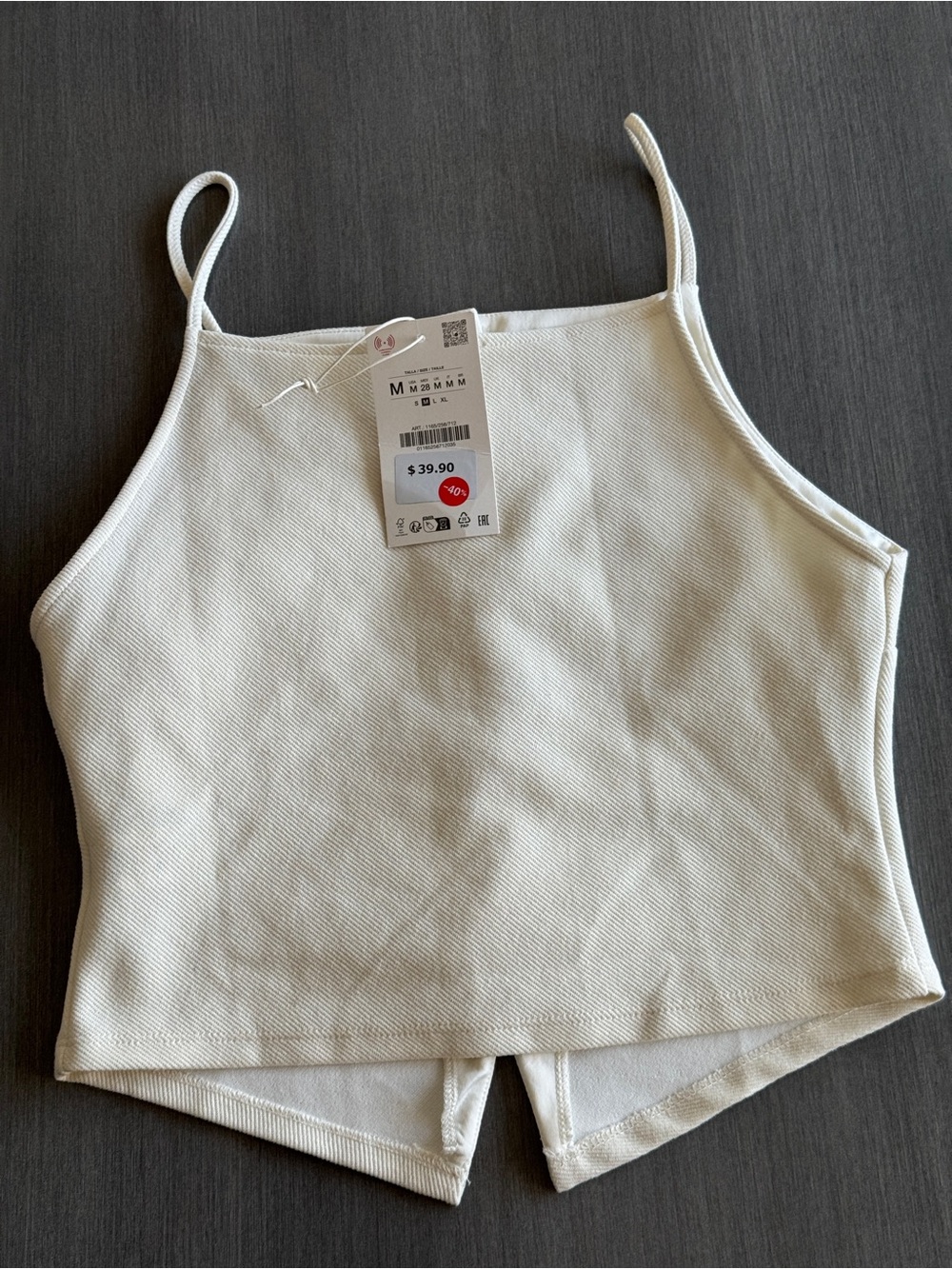 Zara Ivory Button-Front Spaghetti Strap Crop Top - Picture 5 of 6